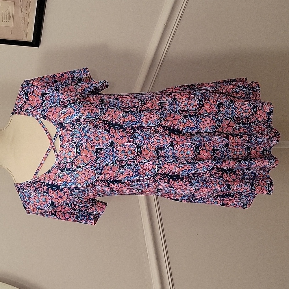 Simply Southern Pineapple Dress Pink And Blue‎ Womens Small